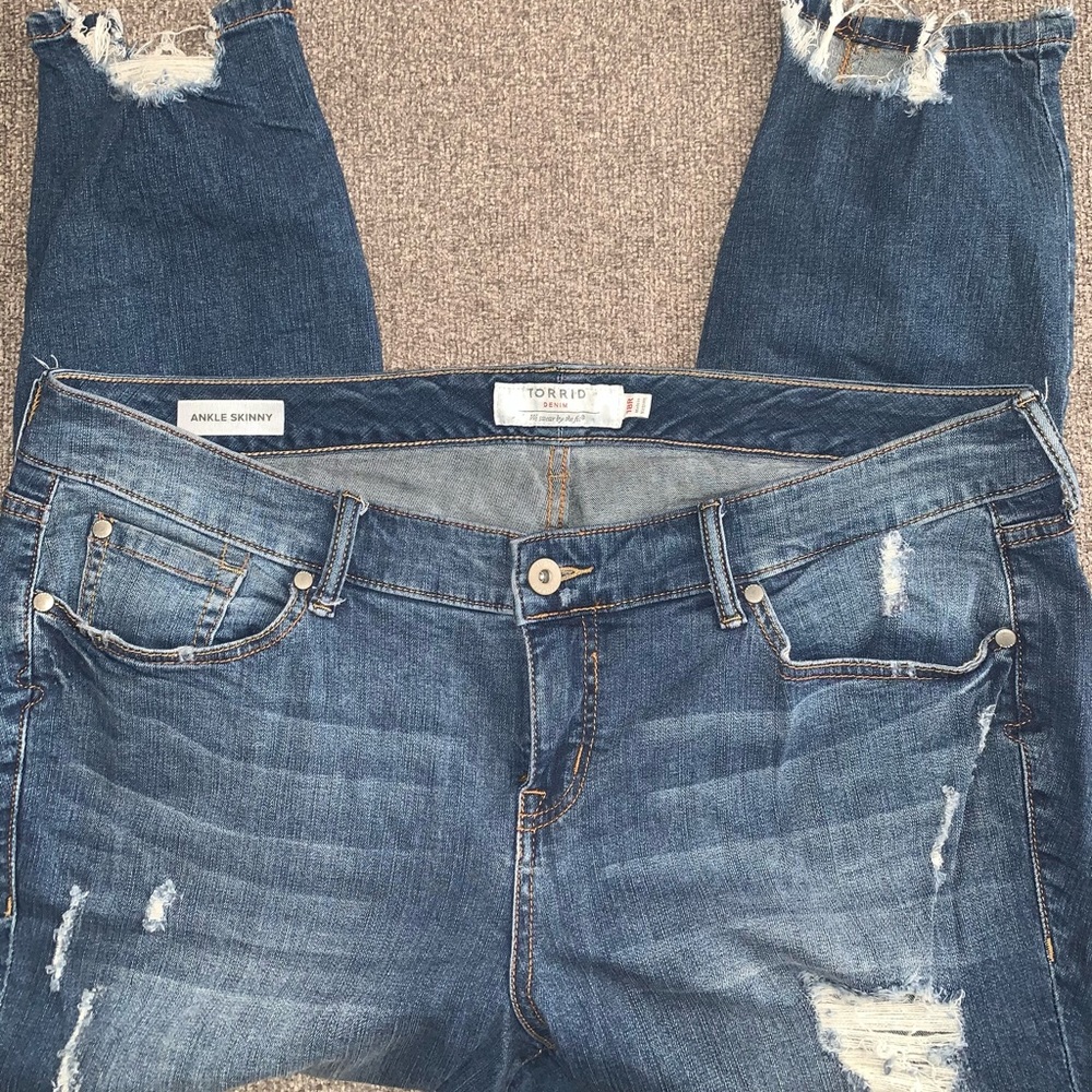 Torrid Distressed Ankle Skinny Jeans